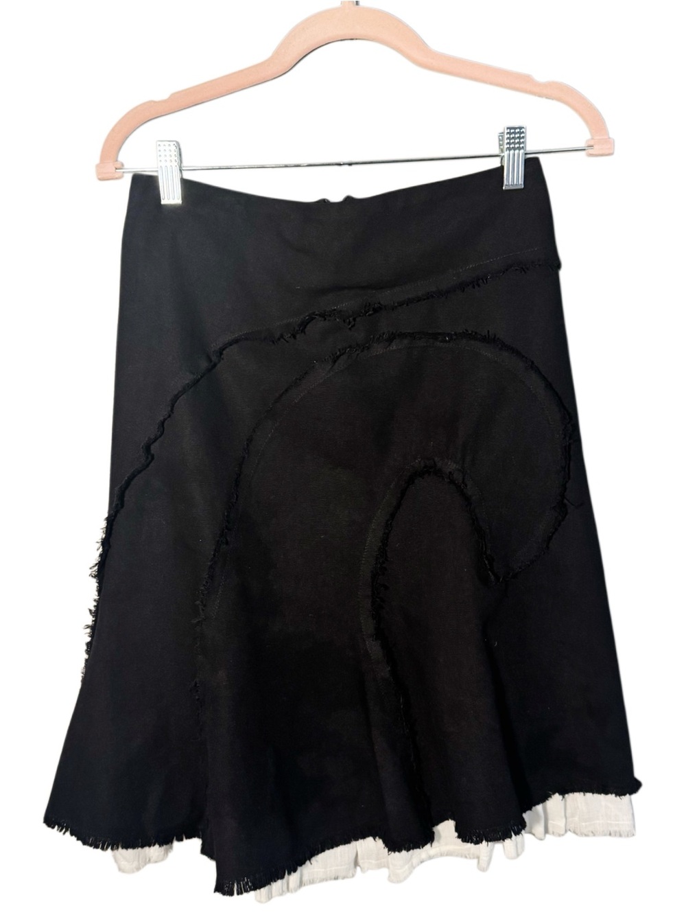 Arden B Black A-Line Frayed Hem Skirt